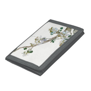 Vintage Floral Asian Style Pastel Colors Tri-fold Wallet