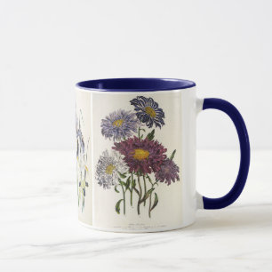 Vintage Floral, Asters, Irises and Poppy Flowers Mug