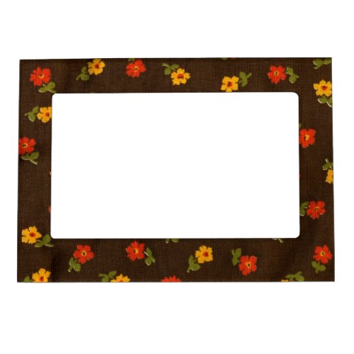 Vintage Floral Autumn Brown Magnetic Picture Frame