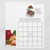 Vintage Floral Baby Carriage Baby Shower Bingo (Front/Back)
