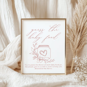 Vintage Floral Baby Shower Guess Baby Food Poster