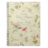 Vintage Floral-Baby Shower Guest Book- Notebook
