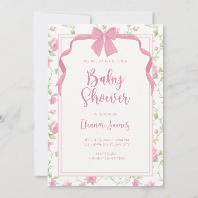 Vintage Floral Baby Shower Invitation (Front)