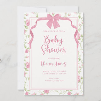 Vintage Floral Baby Shower Invitation