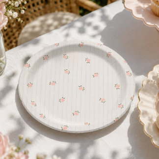 Vintage Floral Baby Shower Paper Plates
