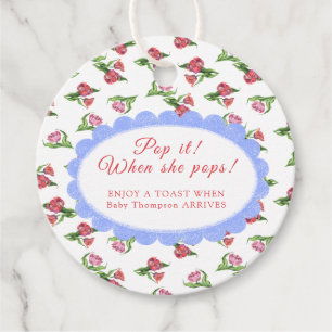 Vintage floral Baby shower Pop it! When she pops! Favor Tags