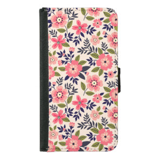 Vintage floral background, ditsy pink flowers. samsung galaxy s5 wallet case