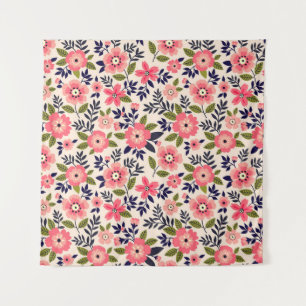 Vintage floral background, ditsy pink flowers. tapestry