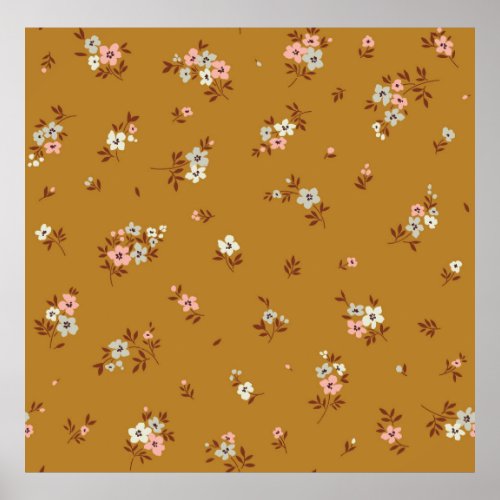 Vintage floral background Floral pattern with sma Poster