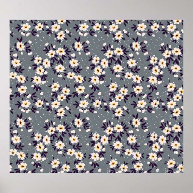 Vintage floral background. Seamless  Flowers patte Poster (Front)