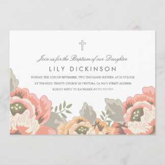Vintage Floral Baptism Invite