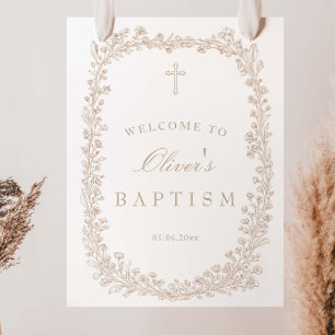 Vintage Floral Baptism Welcome Foam Board