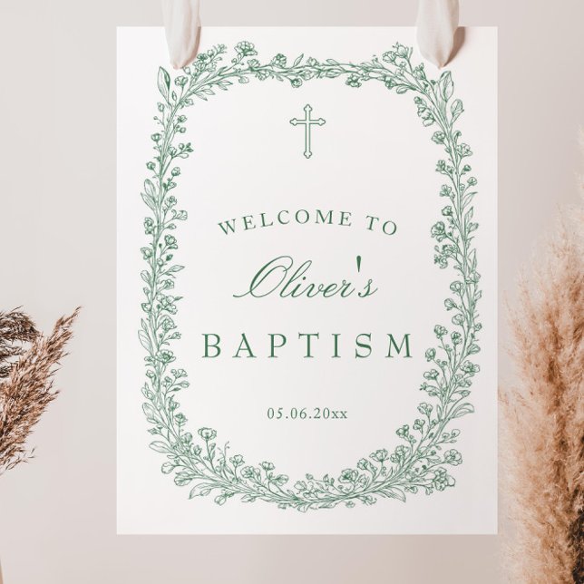Vintage Floral Baptism Welcome Foam Board (Creator Uploaded)