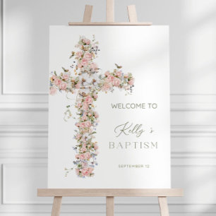 Vintage Floral Baptism Welcome Sign Girl, Girl Flo