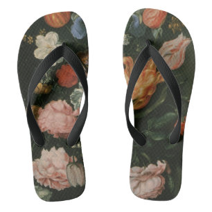Vintage Floral Baroque, Vase of Flowers in a Niche Flip Flops