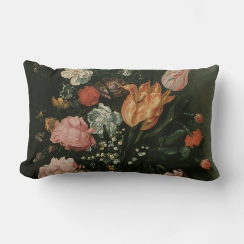 Vintage Floral Baroque Vase of Flowers in a Niche Lumbar Pillow