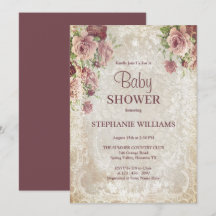 Vintage Floral, Beads & Damask Baby Shower
