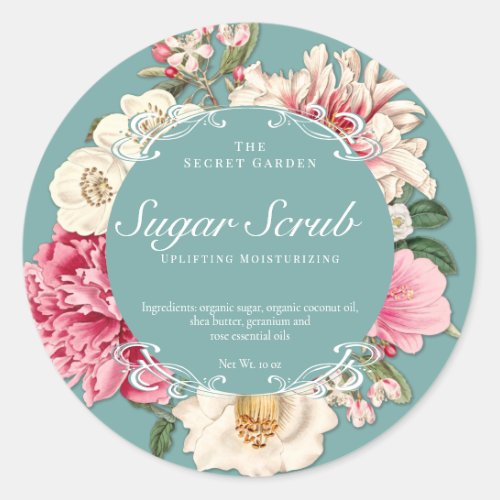 Vintage Floral Beauty Product Packaging Label
