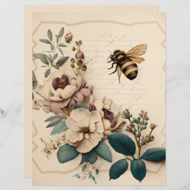 vintage floral bee  (Front/Back)