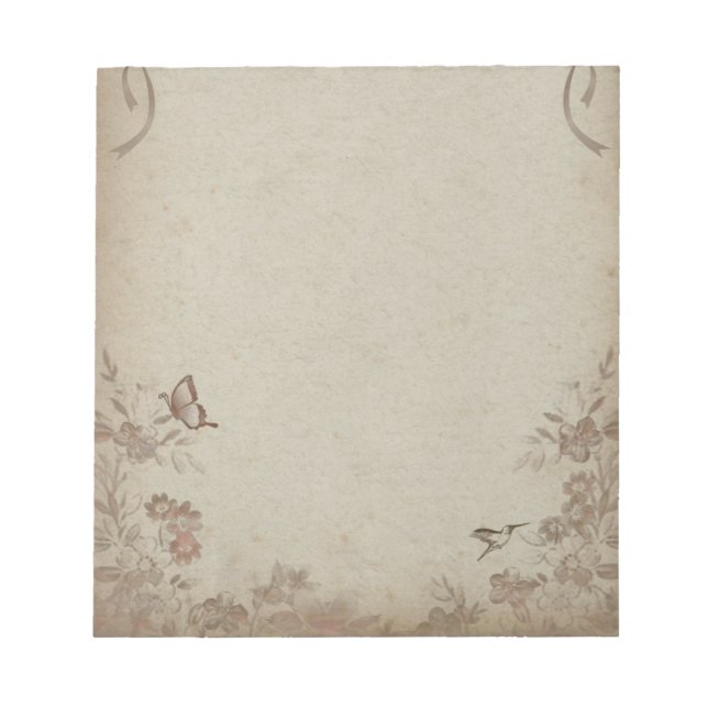 Vintage Floral Beige Notepad (Front)
