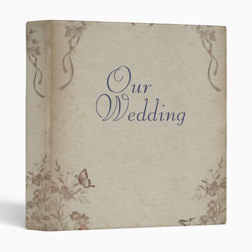 Vintage Floral Beige Wedding Album Binder