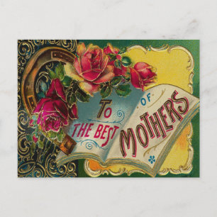 Vintage Floral Best Mom Mothers Day Postcard