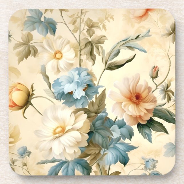Vintage Floral Beverage Coaster (Front)