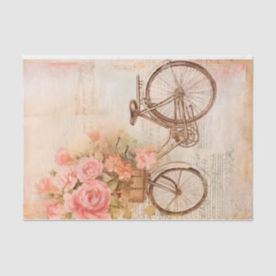 Vintage Floral Bicycle Design, Retro Tissue Paper