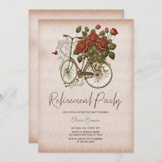 Vintage Floral Bicycle Retirement Party Invitation