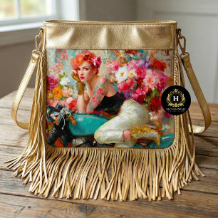 Vintage Floral Biker Woman Decoupage Tissue Paper