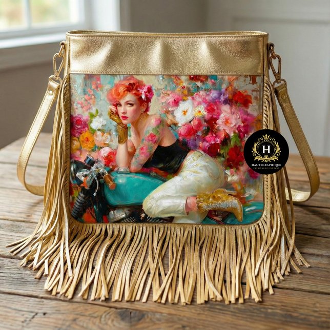 Vintage Floral Biker Woman Decoupage Tissue Paper (Creator Uploaded)