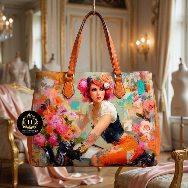 Vintage Floral Biker Woman Decoupage Tissue Paper (Creator Uploaded)