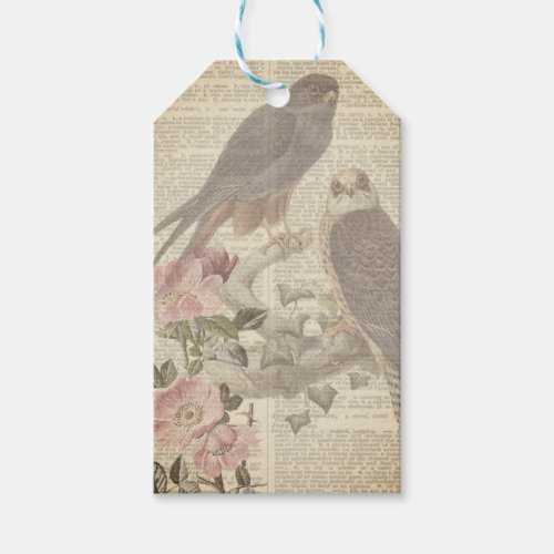 Vintage Floral Bird Dictionary Scrapbook  Gift Tags