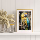 Vintage Floral Bird Parrot Queen Decoupage