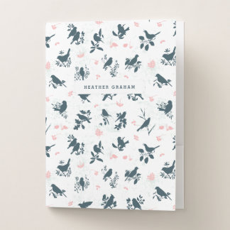 Vintage Floral Bird Pocket Folder