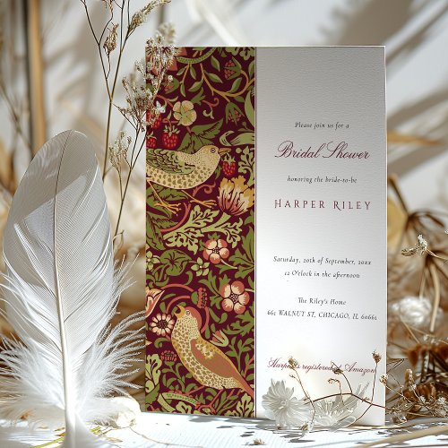 Vintage Floral Bird Themed Bridal Shower Invitation