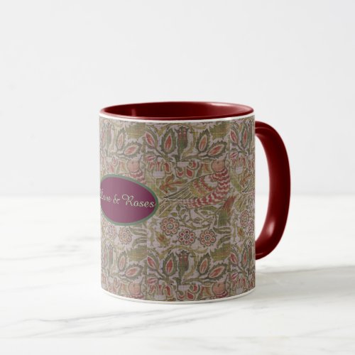 Vintage Floral Bird William Morris Dove and Rose Mug