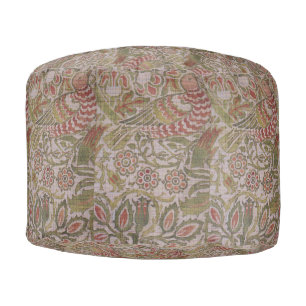 Vintage Floral Bird William Morris Dove and Rose Pouf