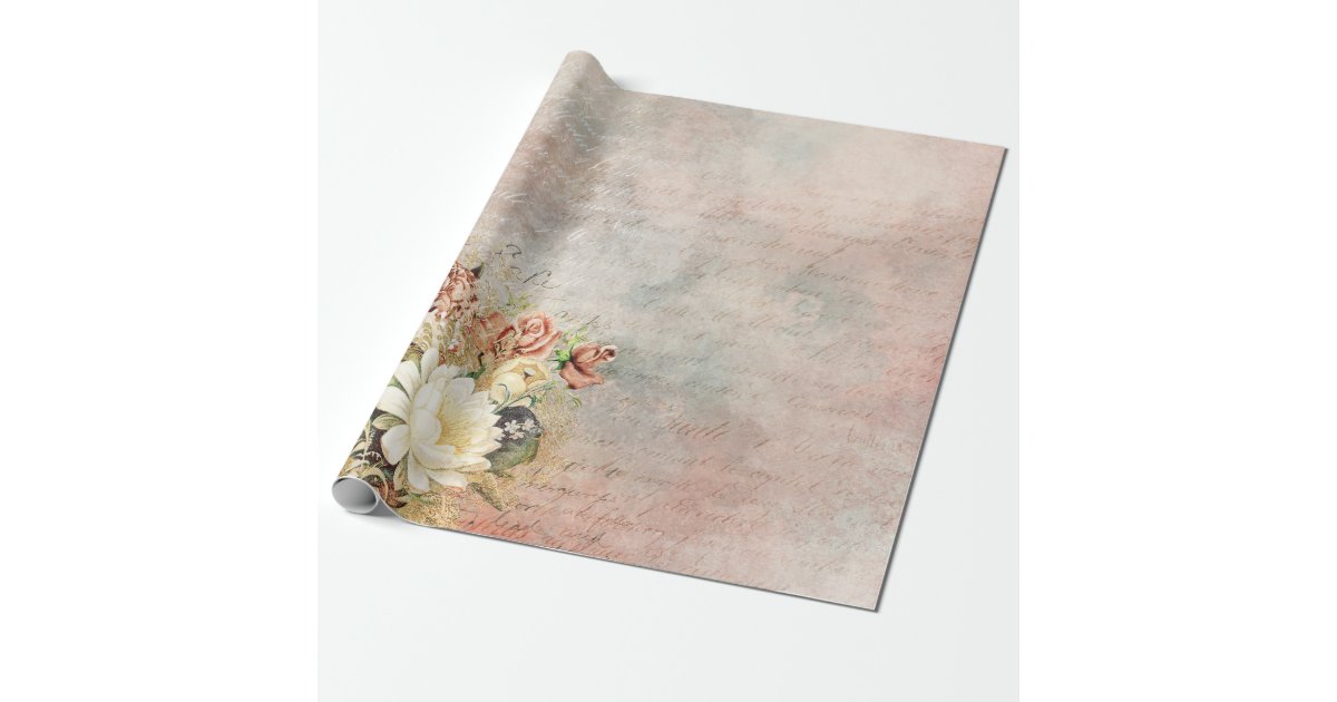 Vintage Floral Bird Wrapping Paper | Zazzle