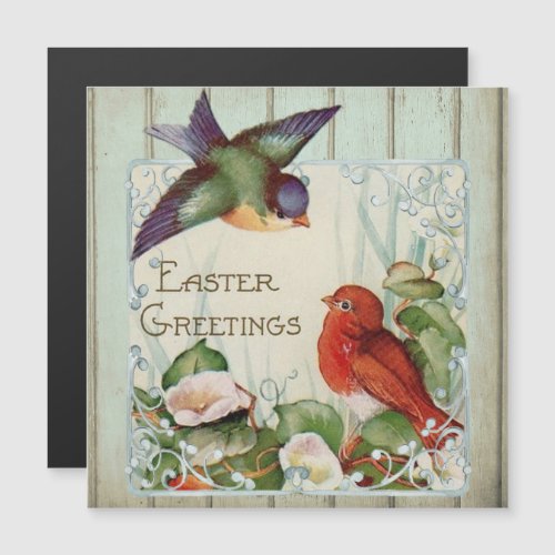 Vintage Floral Birds Easter Magnetic Card