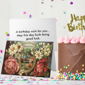 Vintage Floral Birthday Greeting Card