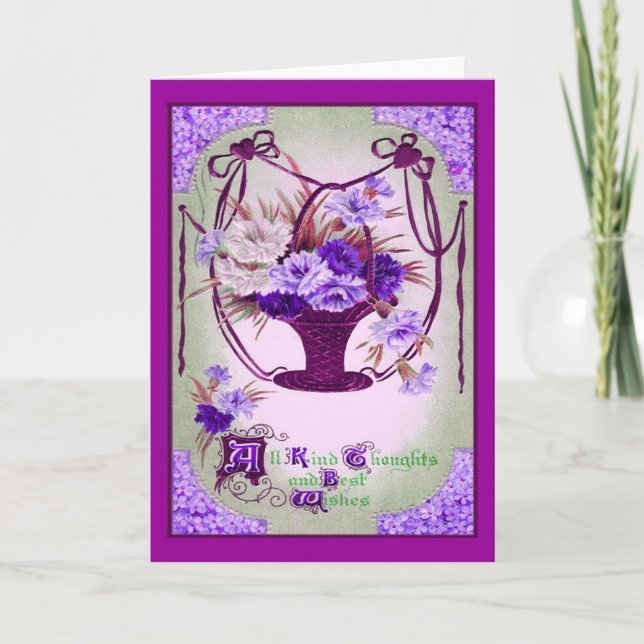 Vintage Floral Birthday Greeting Card (Front)