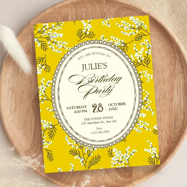 Vintage floral birthday invitation (Creator Uploaded)