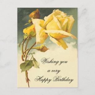 Vintage Floral Birthday Postcard