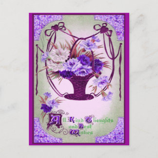 Vintage Floral Birthday Postcard