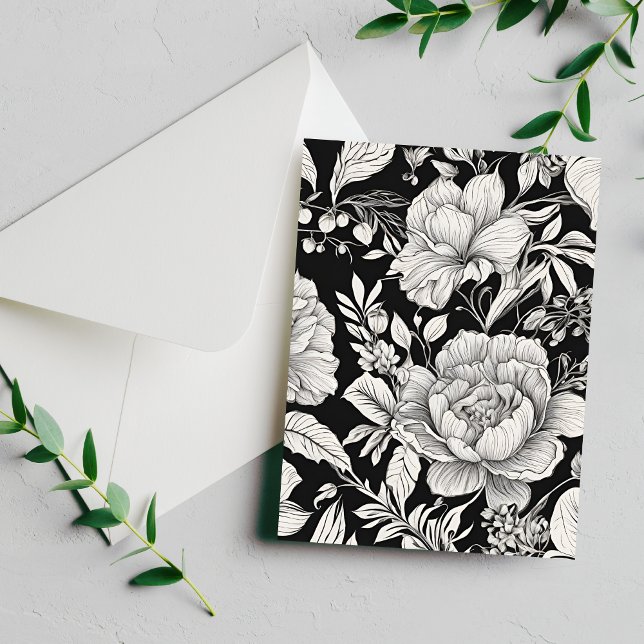 Vintage Floral Black and White Classic Postcard (Creator Uploaded)