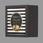 Vintage Floral Black and White Stripe Personalized Gift Box