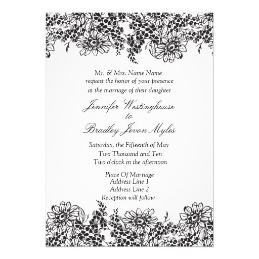 Vintage Black And White Wedding Invitations 1