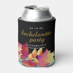 Vintage Floral Black Bachelorette Party Can Cooler