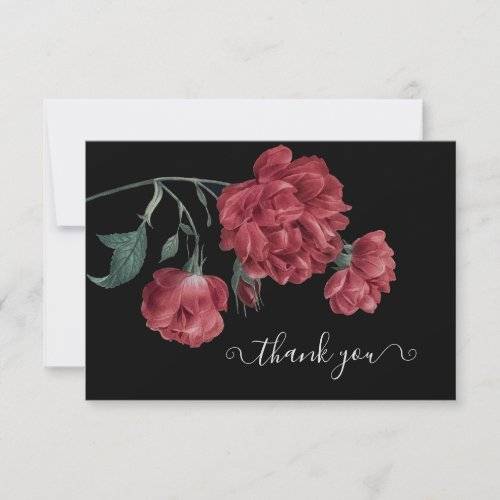 Vintage Floral Black Bridal Shower Brunch Thank You Card